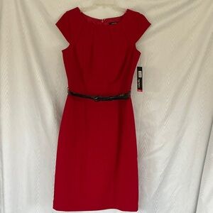 Rafaella Red Cap Sleeve Midi Dress